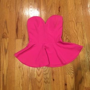 Arden B Hot Pink Strapless Peplum Top